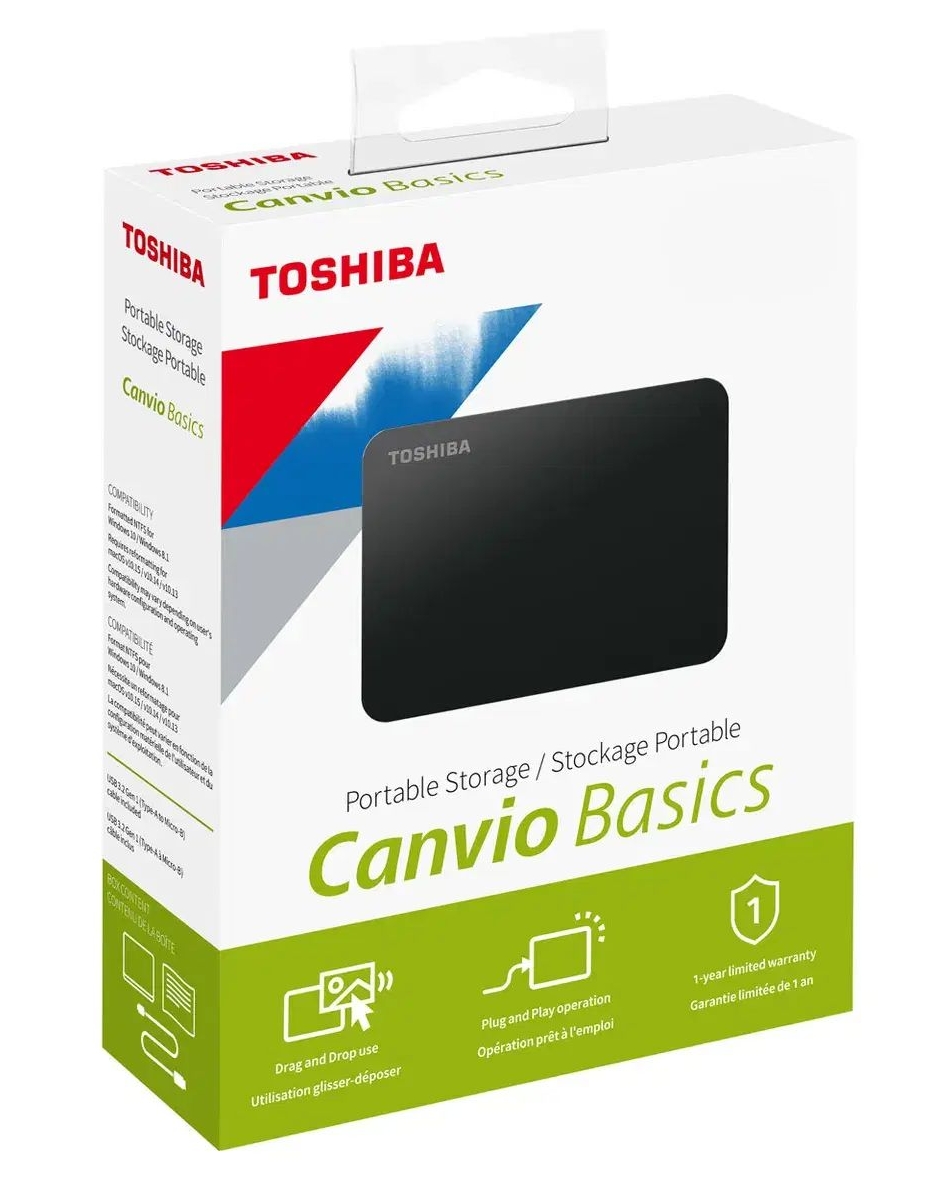 هارد اکسترنال ۱ ترابایت برند توشیبا مدل Canvio Basics با گارانتی 12 ماهه